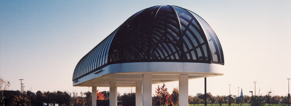 Dome shaped bus shelter